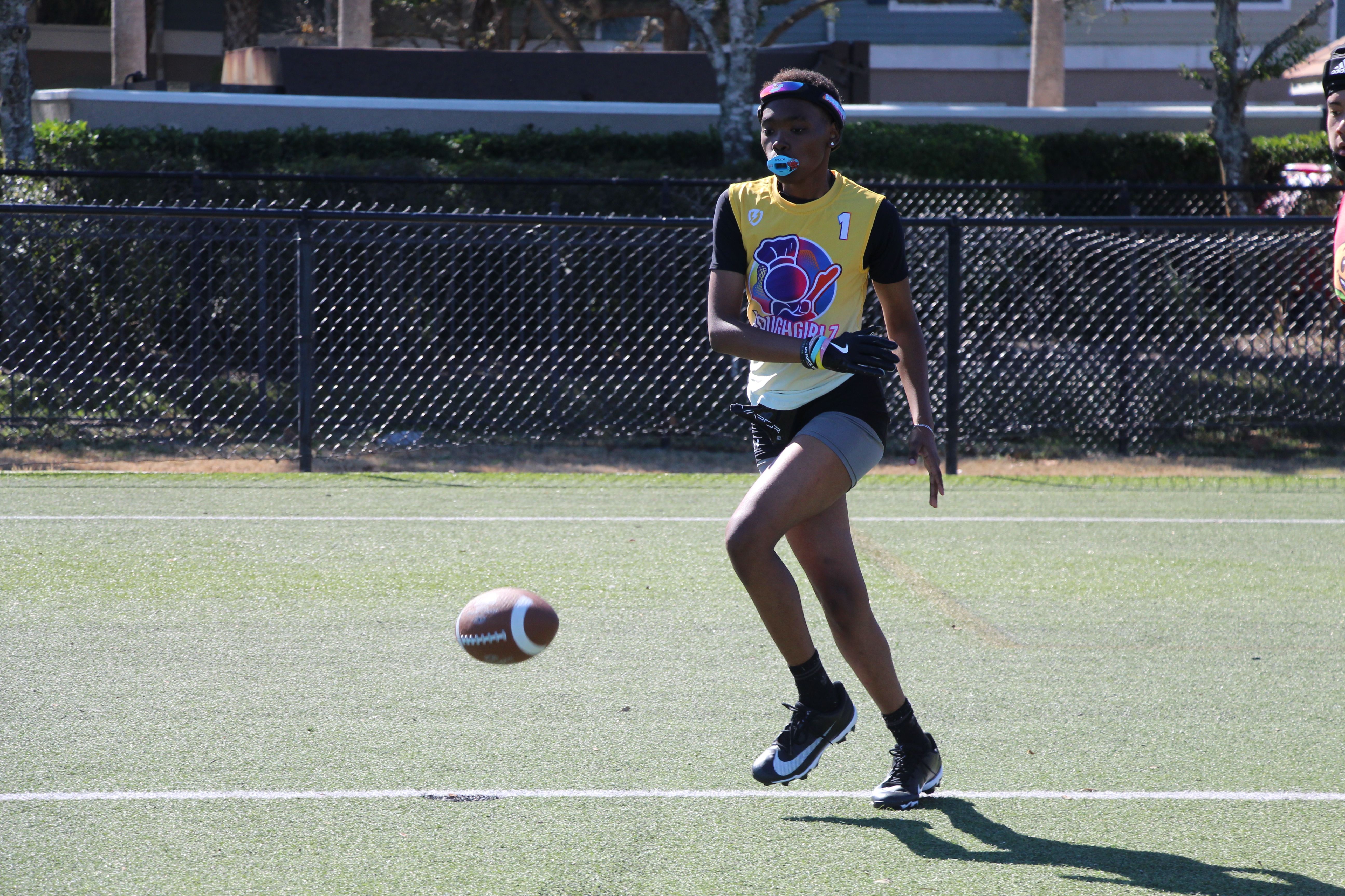 Girls flag football athlete at a Flag Elite event